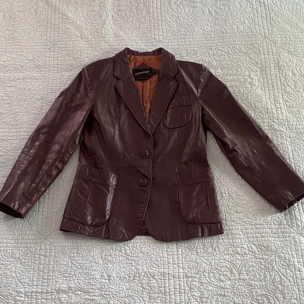 JCPenney Rich Brown Leather Blazer